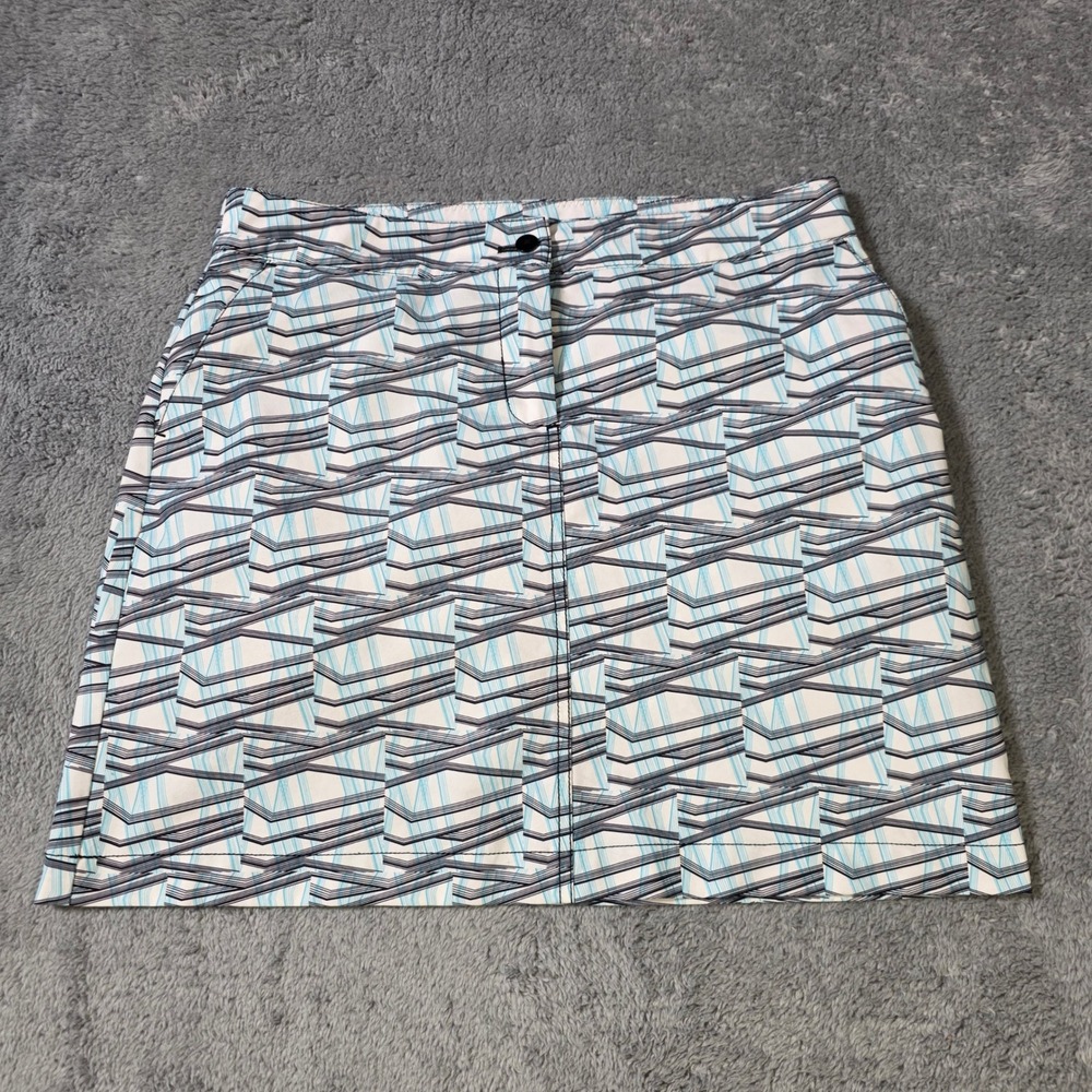 Annika Cutter & Buck Womens 8 Skort White Blue Geometric Golf Tennis‎ Athletic